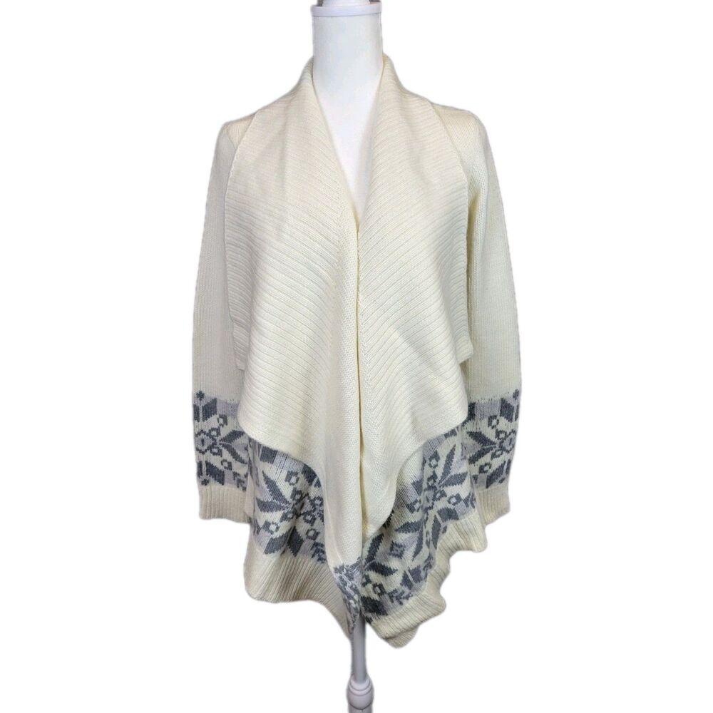 New Lauren Ralph Lauren Cardigan Small Nordic Fair Isle Open Front Wool Blend